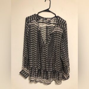L’Agence 100% Silk Sheer Black and White Tunic Size 6